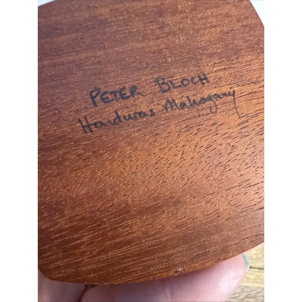 Vintage Peter bloch Mahogany Wood Pen Pencil Holder